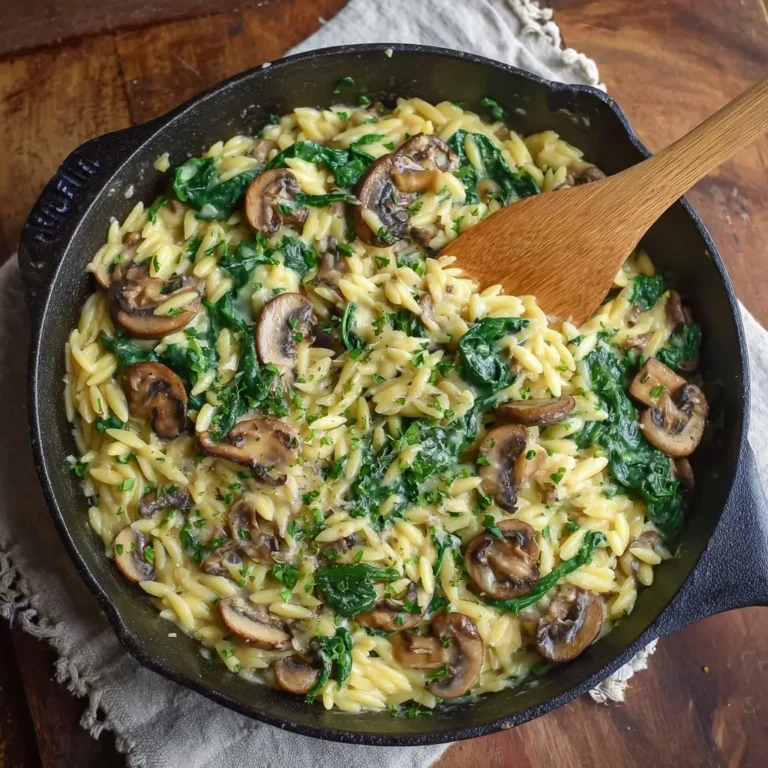 Creamy Mushroom & Spinach Orzo