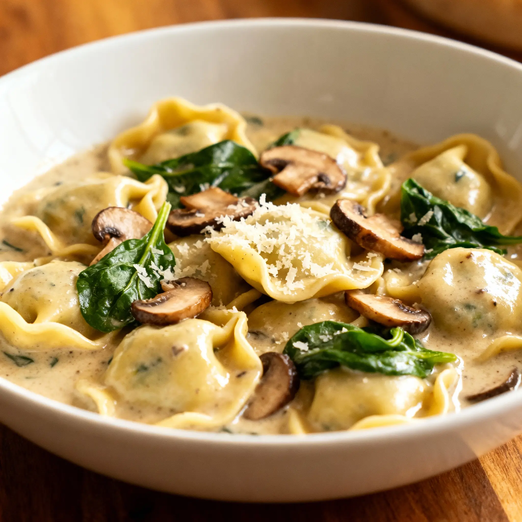 Creamy Spinach Mushroom Tortellini
