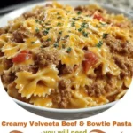 Creamy Velveeta Beef & Bowtie Pasta