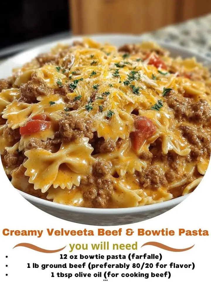 Creamy Velveeta Beef & Bowtie Pasta
