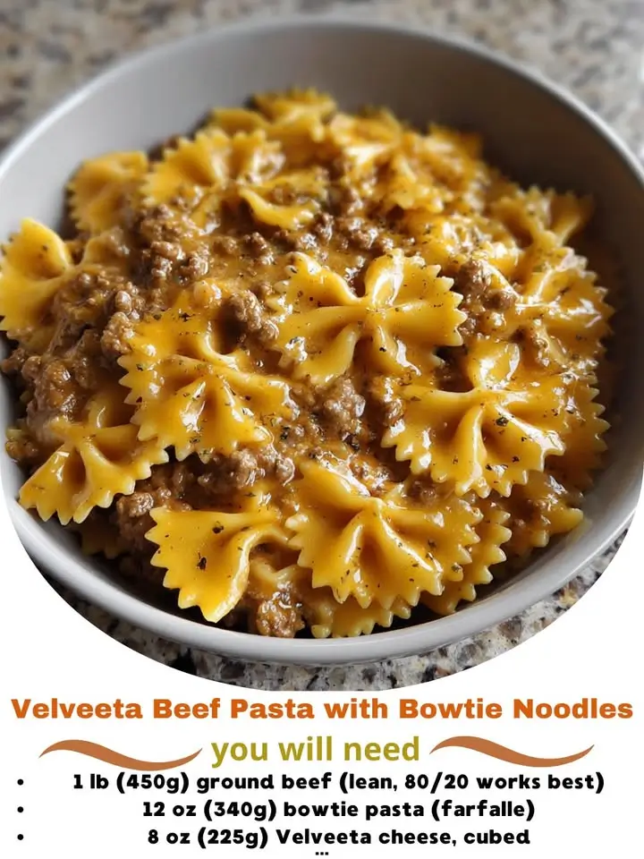 Creamy Velveeta Beef Pasta with Bowtie Noodles