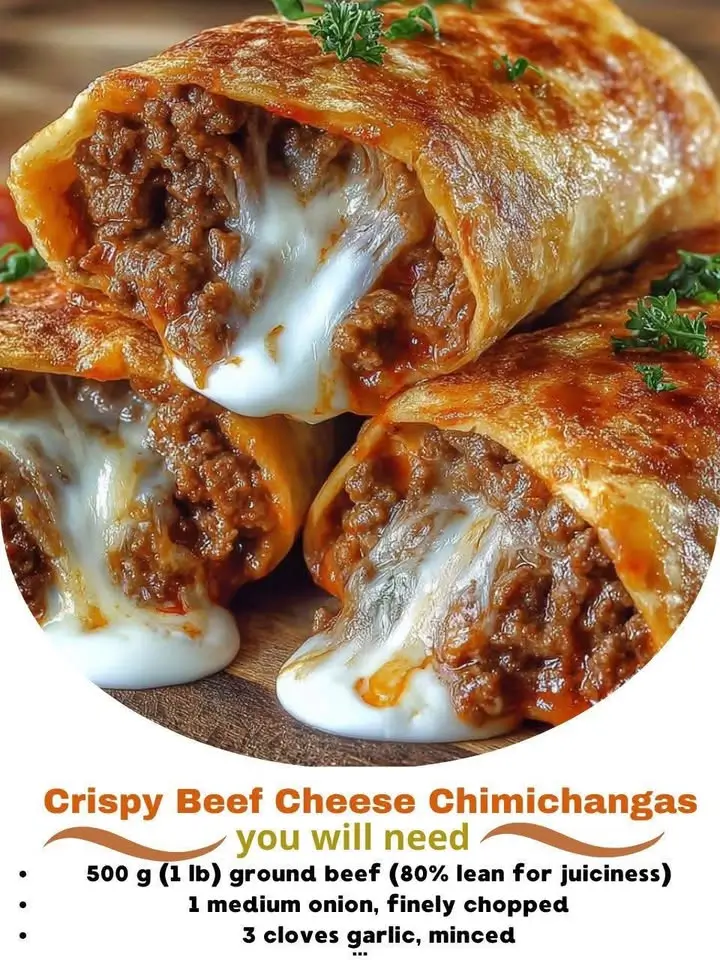 Crispy Beef Cheese Chimichangas