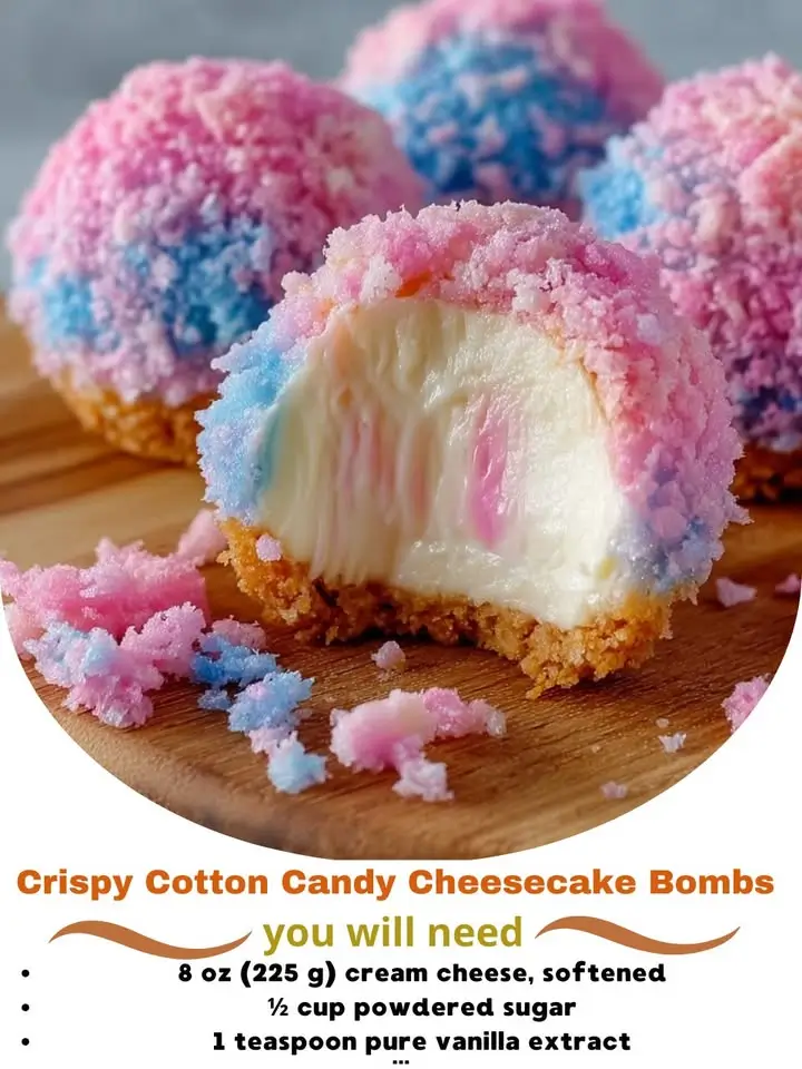Crispy Cotton Candy Cheesecake Bombs Recipe
