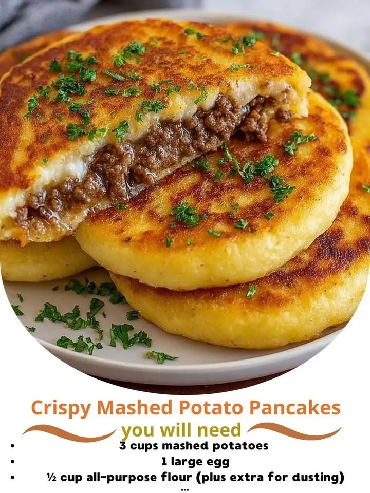 Crispy Mashed Potato Pancakes with Savory Meat Filling