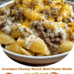 Crockpot Cheesy Ranch Beef Pasta Shells