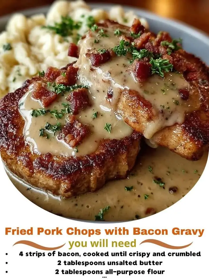Fried Pork Chops with Bacon Gravy