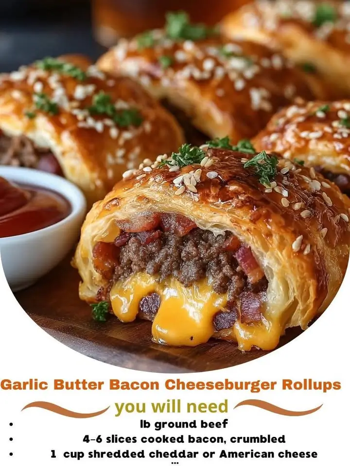 Garlic Butter Bacon Cheeseburger Rollups