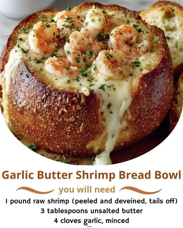 Garlic Butter Shrimp Bread Bowl