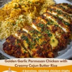 Golden Garlic Parmesan Chicken with Creamy Cajun Butter Rice