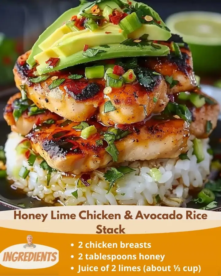 Honey Lime Chicken & Avocado Rice Stack