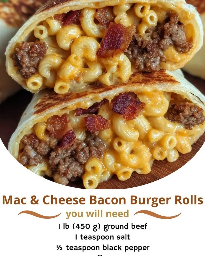 Mac & Cheese Bacon Burger Rolls