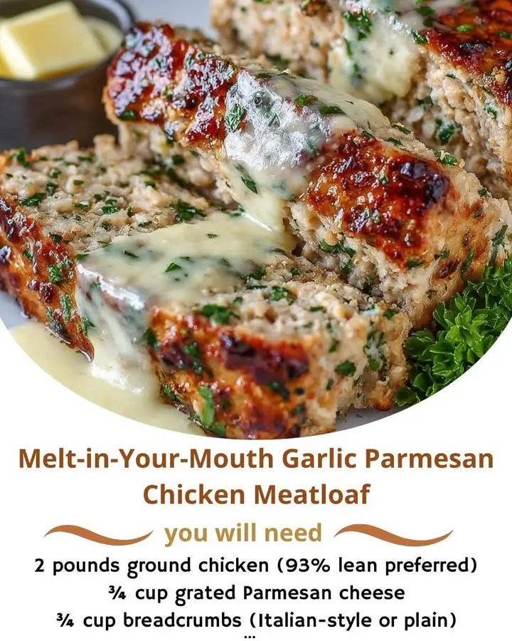 Melt-in-Your-Mouth Garlic Parmesan Chicken Meatloaf