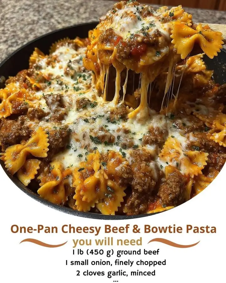 One-Pan Cheesy Beef & Bowtie Pasta