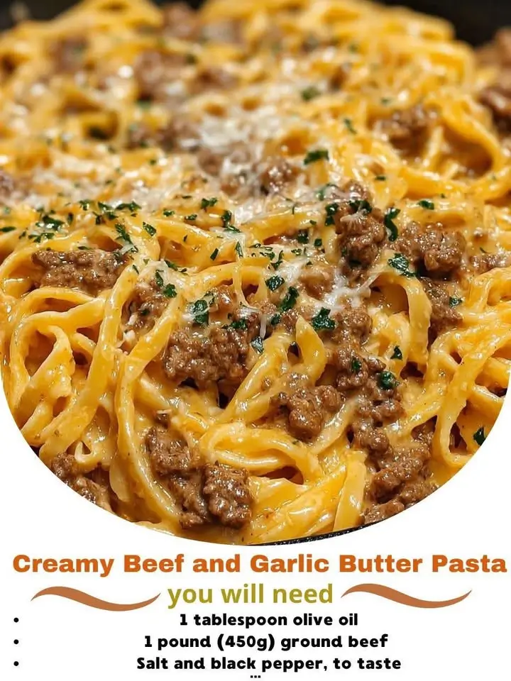 One-Pot Creamy Beef and Garlic Butter Pasta