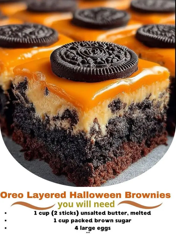 Oreo Layered Halloween Brownies