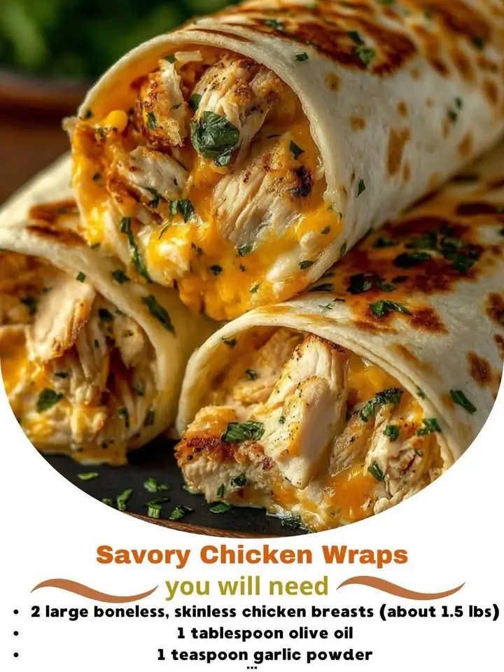 Savory Chicken Wraps with Garlic and Cheese Delight