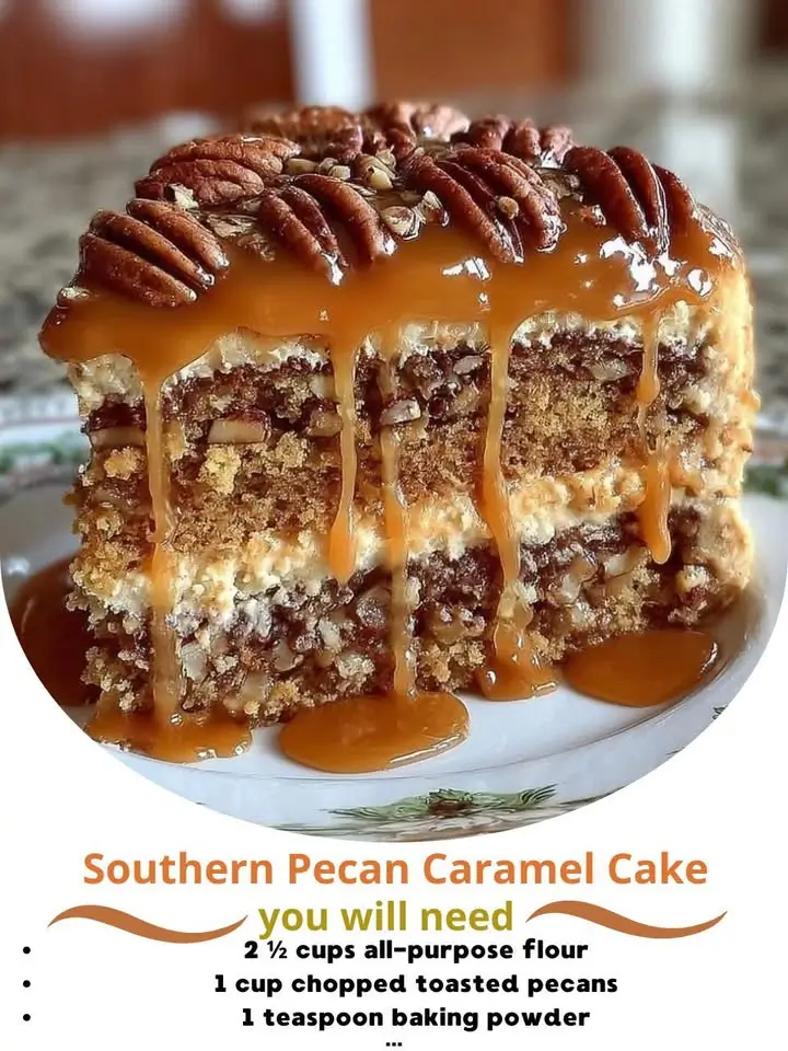 Southern Pecan Caramel Cake