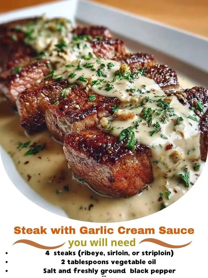 Steak with Garlic Cream Sauce