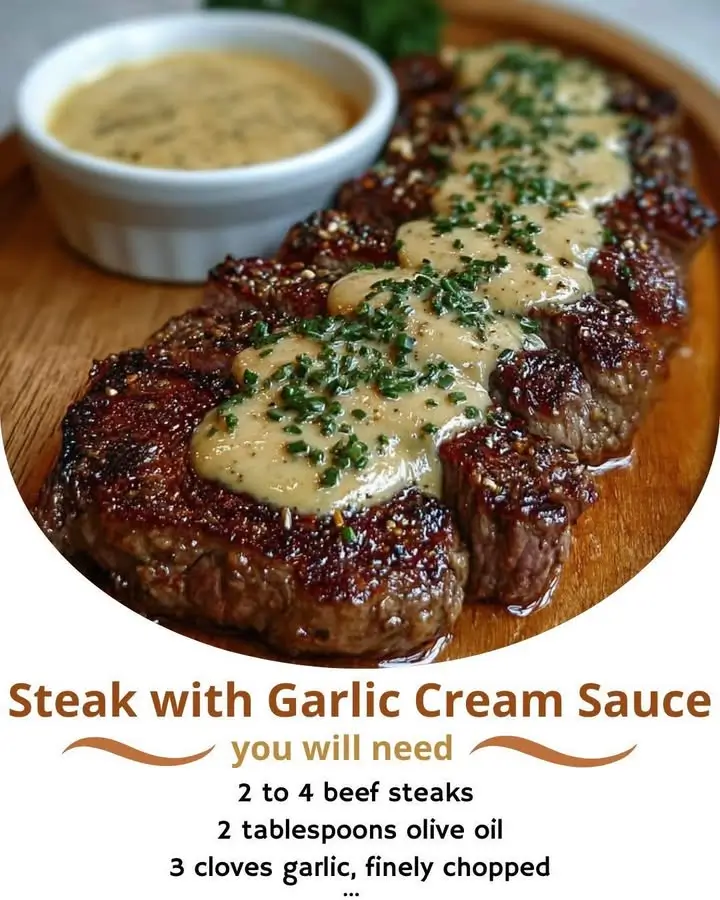 Steak with Garlic Cream Sauce
