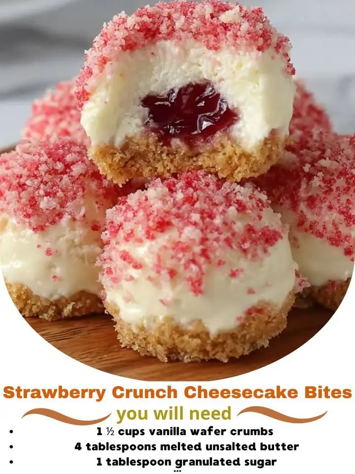 Strawberry Crunch Cheesecake Bites