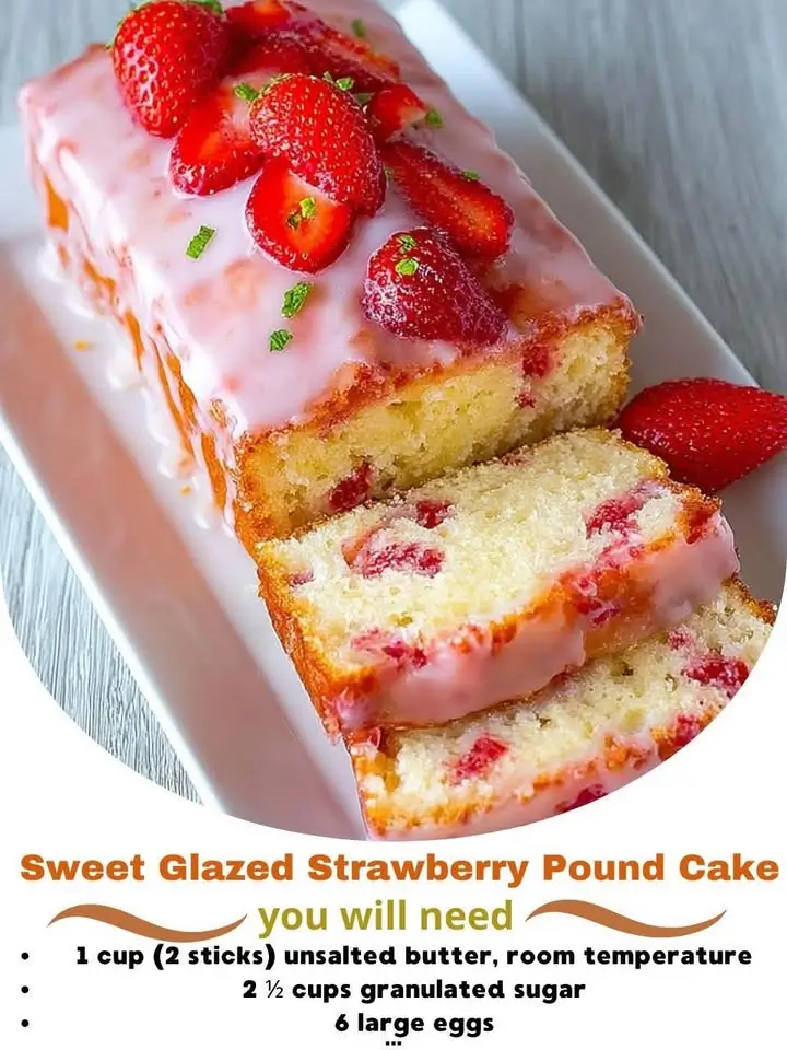 Sweet Glazed Strawberry Pound Cake
