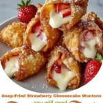 Wontons de gâteau au fromage aux fraises frites