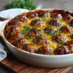 Baked BBQ Meatball Casserole