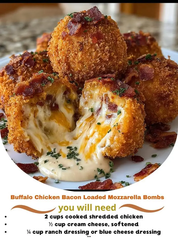 Buffalo Chicken Bacon Loaded Mozzarella Bombs
