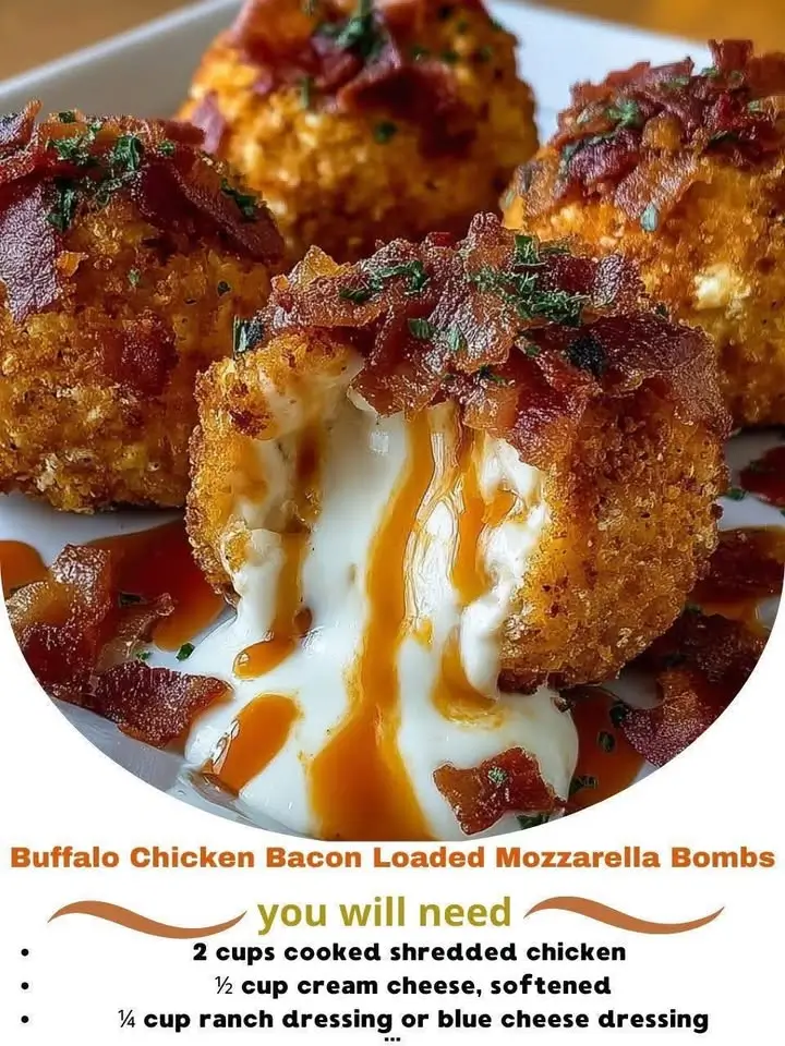 Buffalo Chicken Bacon Loaded Mozzarella Bombs