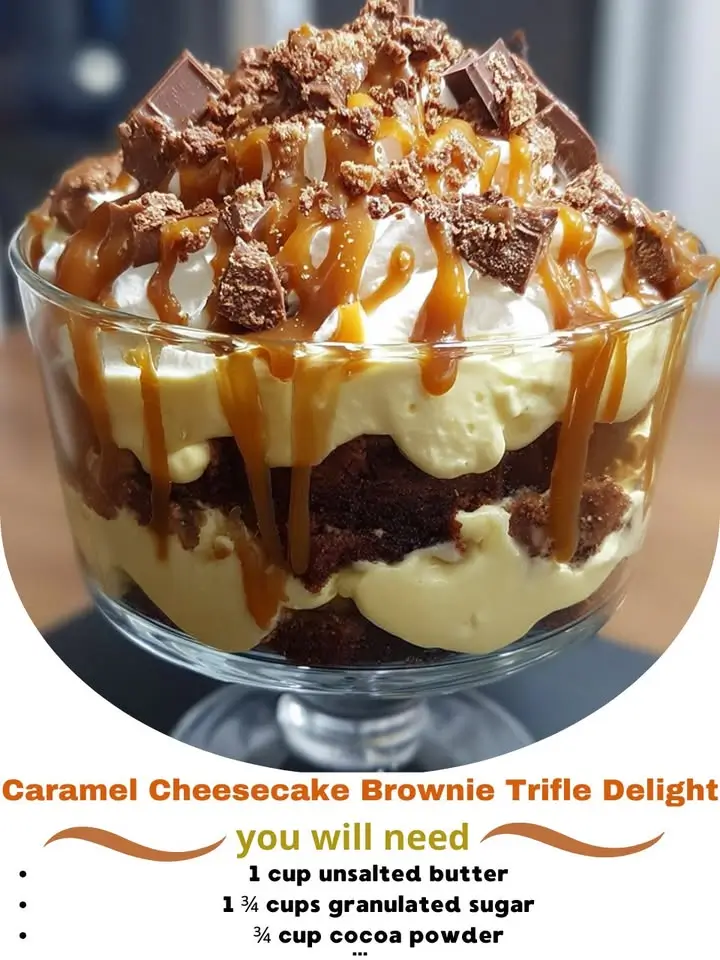 Caramel Cheesecake Brownie Trifle Delight