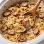 Creamy Crockpot Pierogi Casserole With Kielbasa
