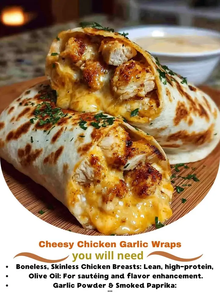 Cheesy Chicken Garlic Wraps