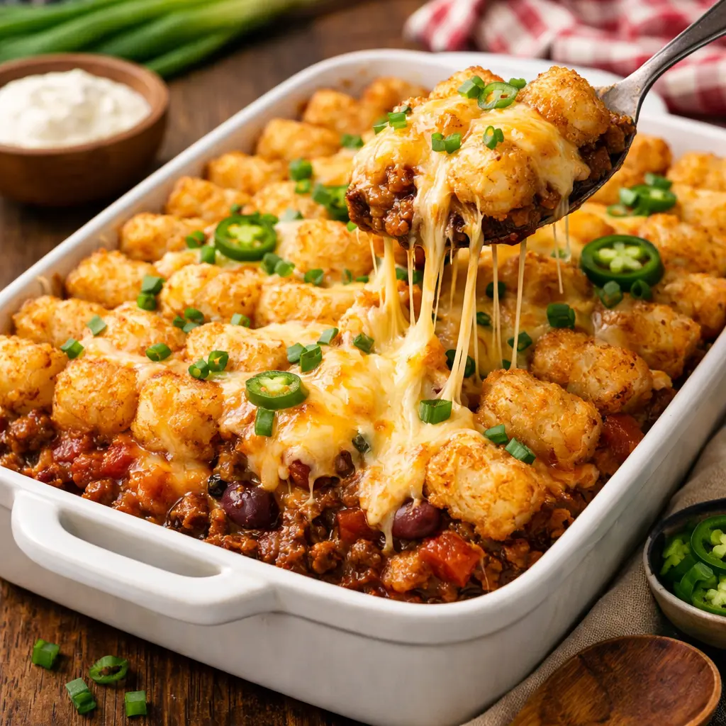 Chili Cheese Tater Tot Casserole