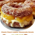 Classic Peach Cobbler Cheesecake Donuts