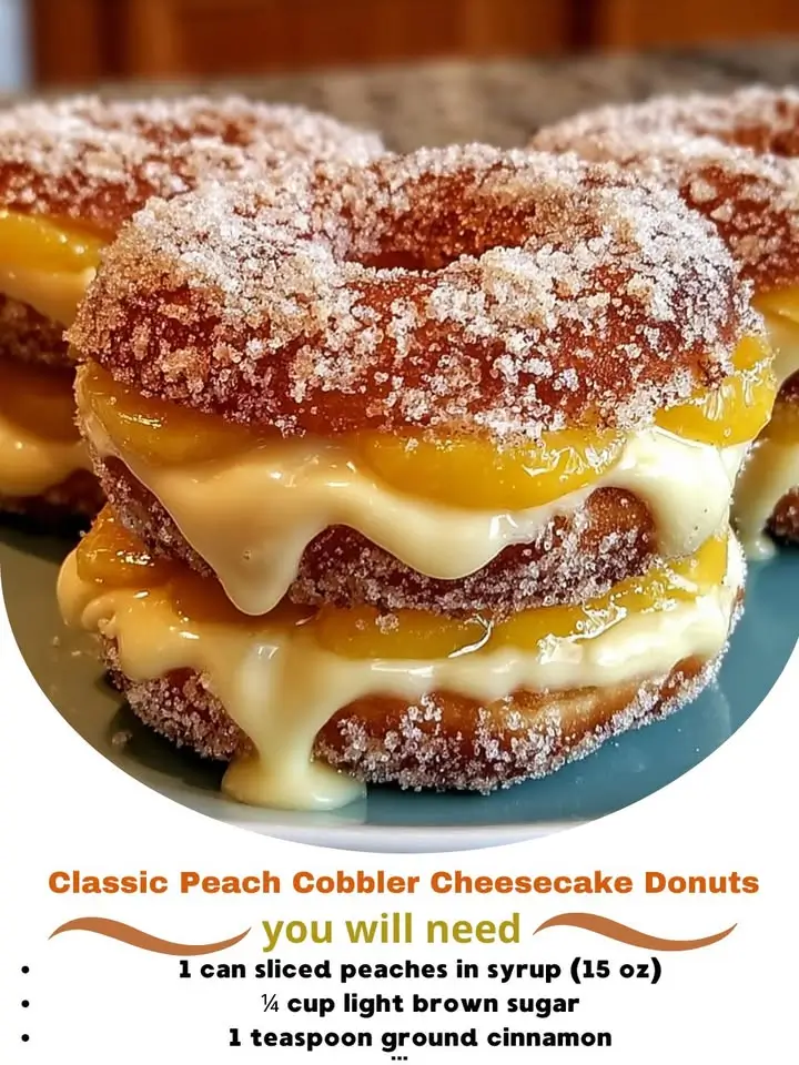Classic Peach Cobbler Cheesecake Donuts