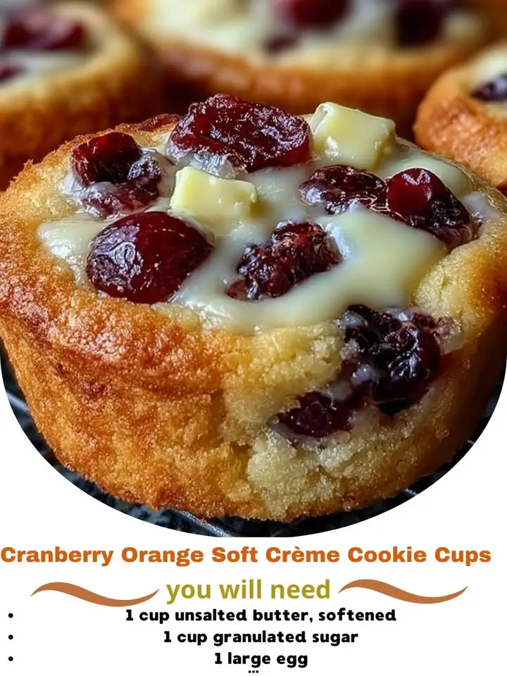 Cranberry Orange Soft Crème Cookie Cups