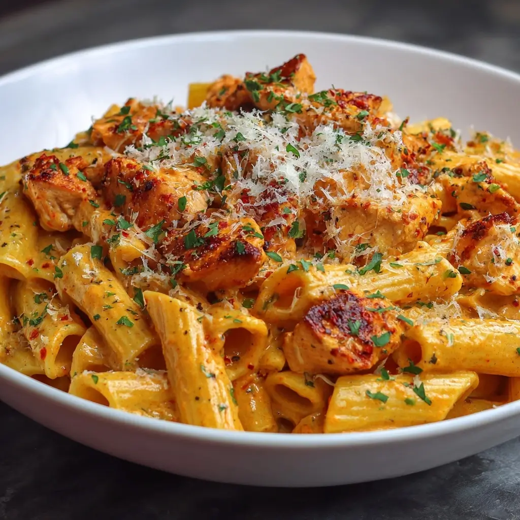 Creamy Spicy Vodka Pasta with Chicken