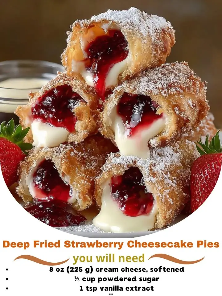 Deep Fried Strawberry Cheesecake Pies
