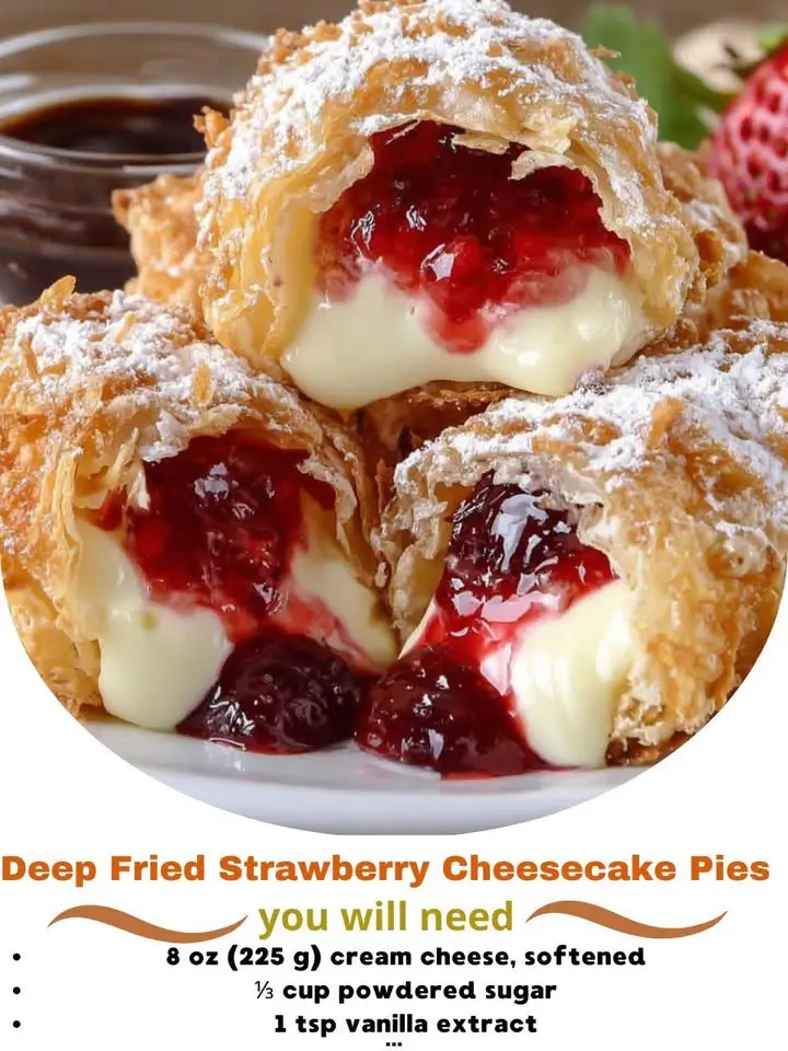 Deep Fried Strawberry Cheesecake Pies: