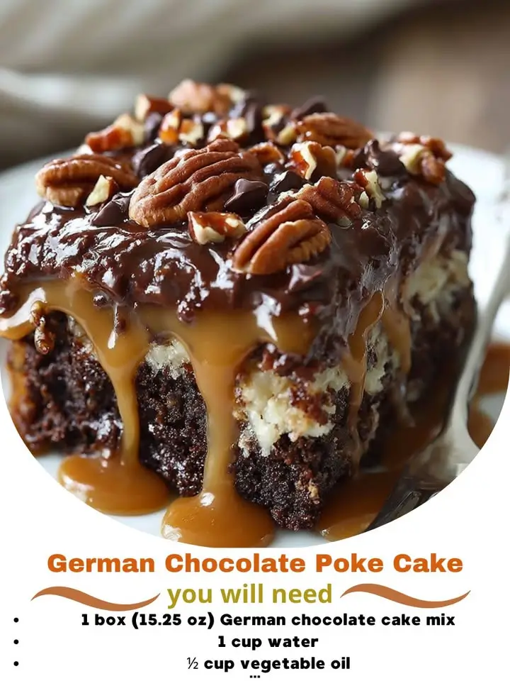 German Chocolate Poke Cake