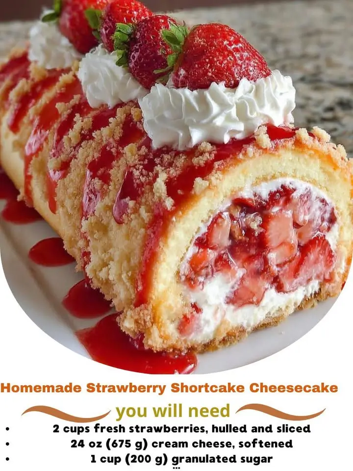 Homemade Strawberry Shortcake Cheesecake
