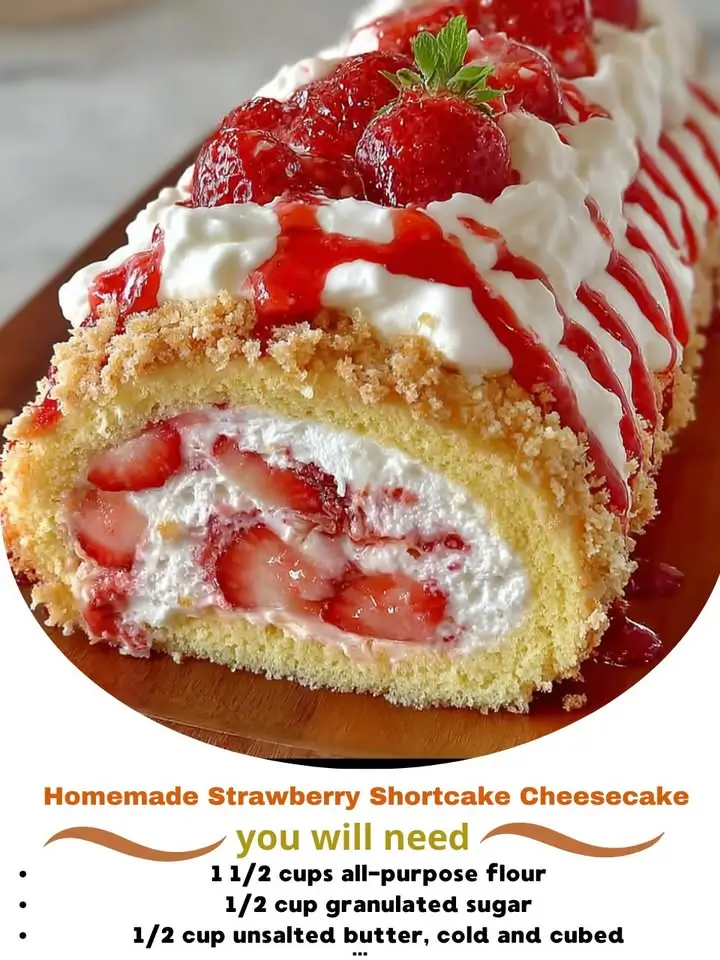 Homemade Strawberry Shortcake Cheesecake