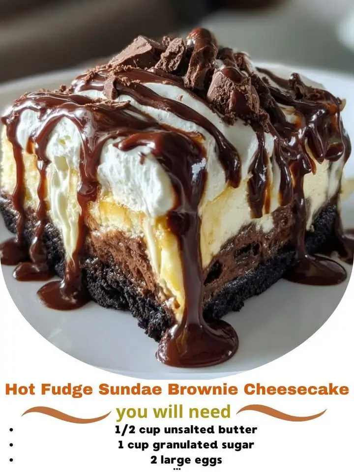 Hot Fudge Sundae Brownie Cheesecake