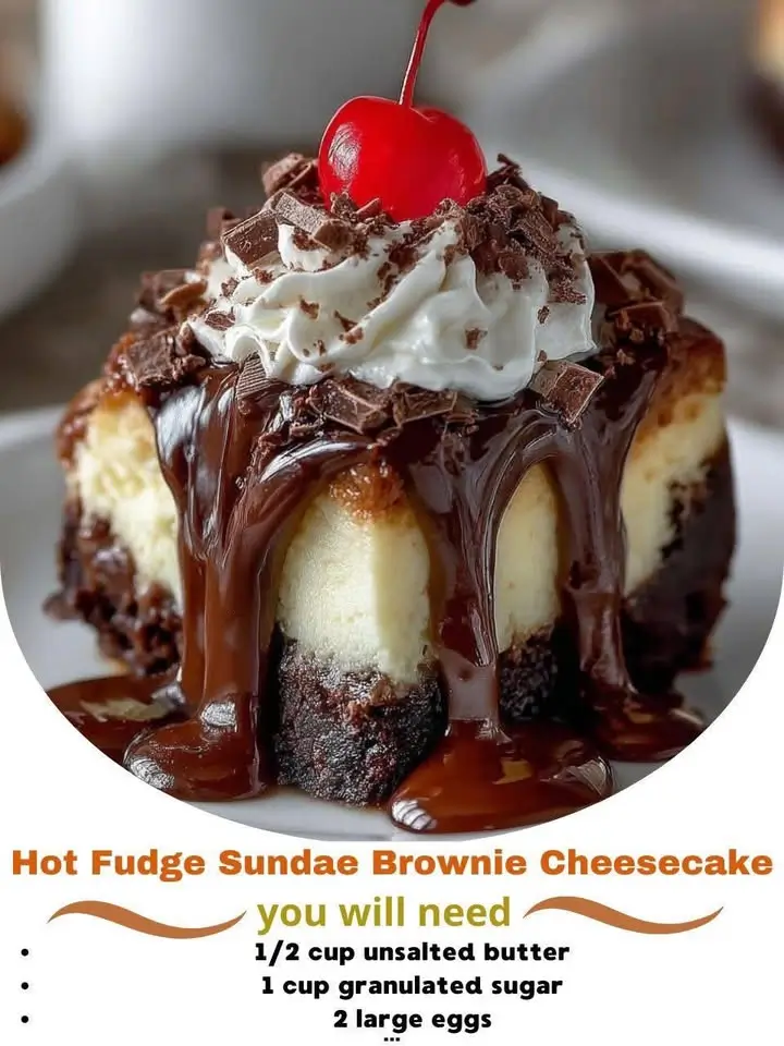 Hot Fudge Sundae Brownie Cheesecake