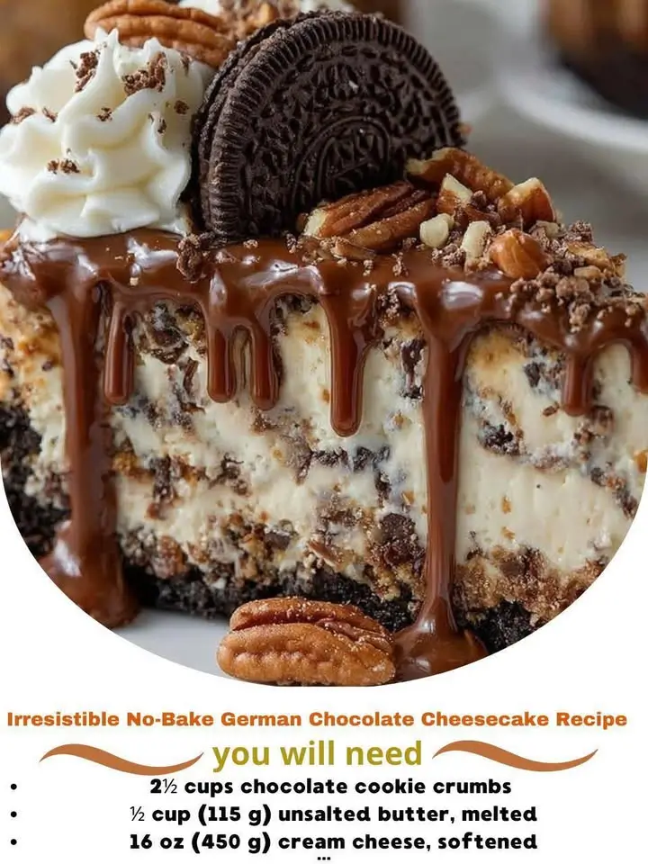 Irresistible No-Bake German Chocolate Cheesecake