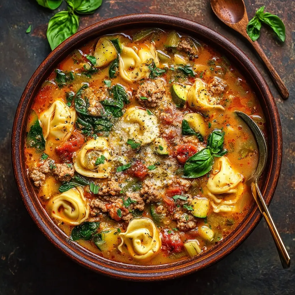 One-Pot Italian Sausage Tortellini Soup
