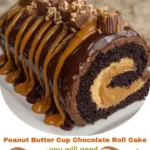 Peanut Butter Cup Chocolate Roll Cake