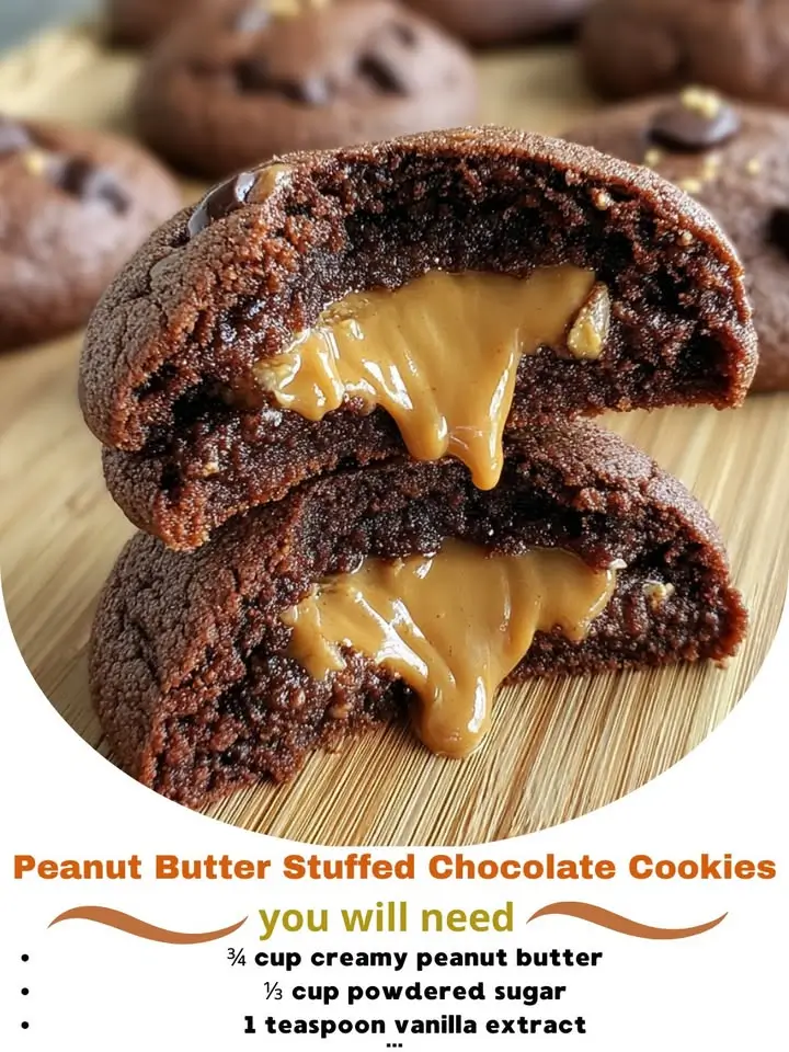 Peanut Butter Stuffed Chocolate Cookies