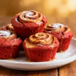 Red Velvet Cinnamon Bun Muffins