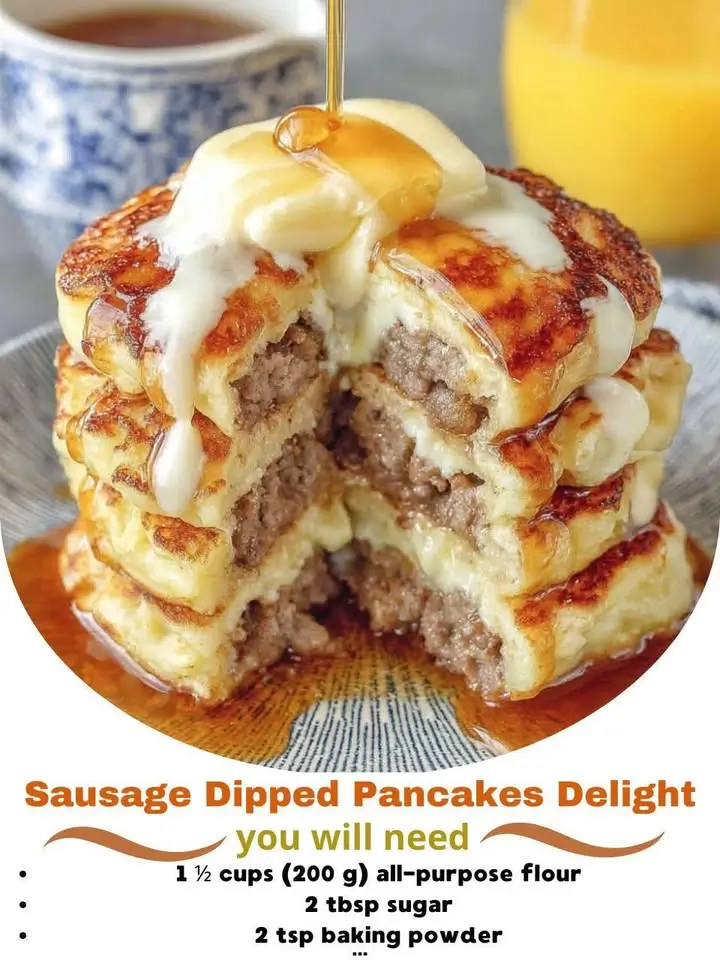 Sausage Dipped Pancakes Delight